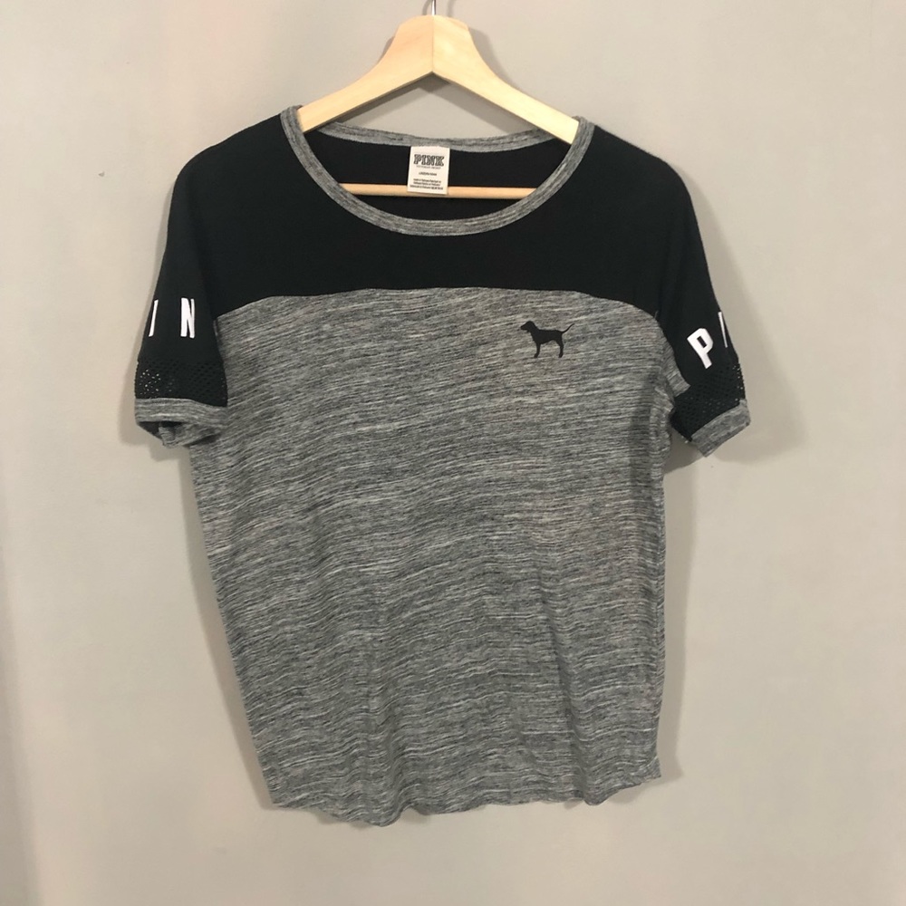 grey pink shirt